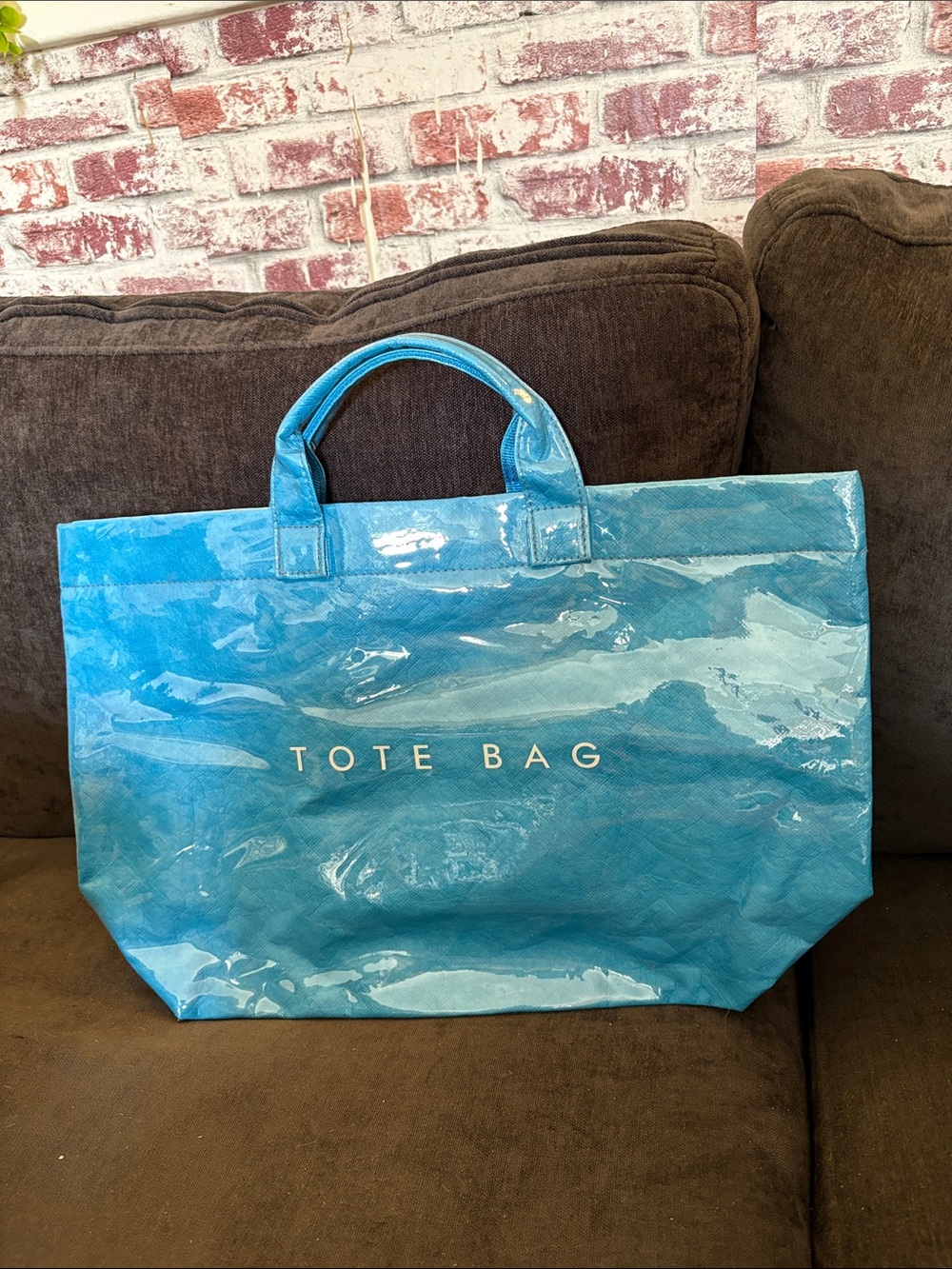 Tote Bag Shiny Blue Vinyl Tote Bag